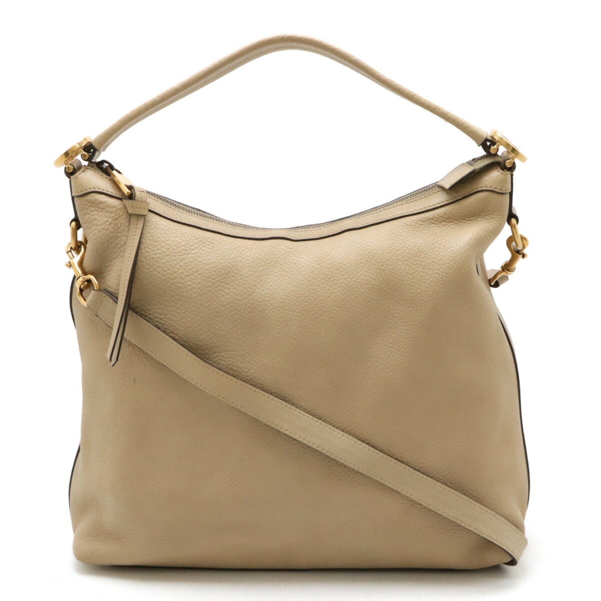 GUCCI Miss GG Hobo Shoulder Bag Handbag Leather Beige 326514