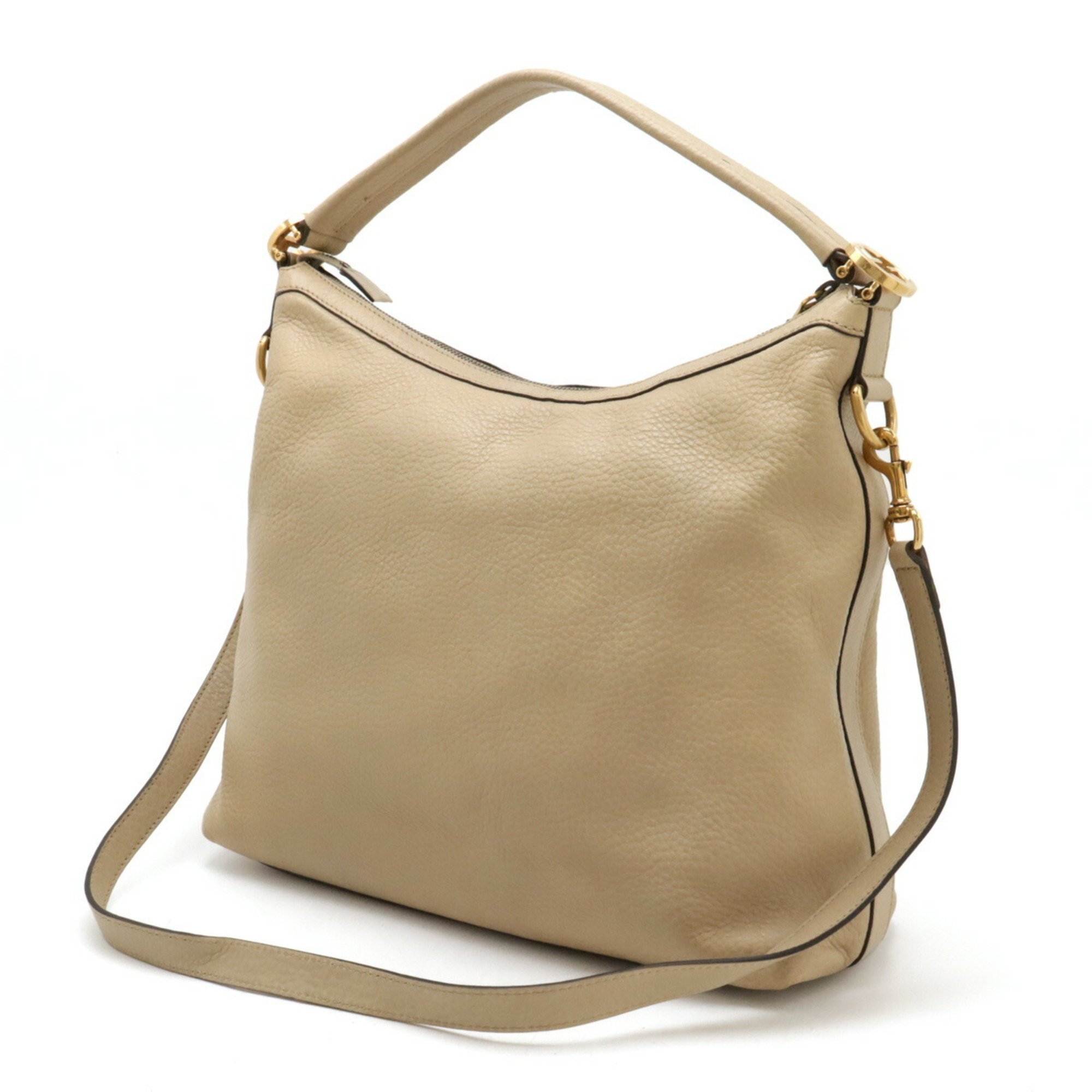 GUCCI Miss GG Hobo Shoulder Bag Handbag Leather Beige 326514