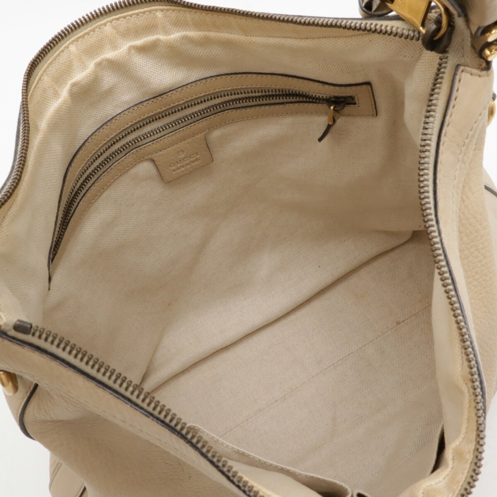 GUCCI Miss GG Hobo Shoulder Bag Handbag Leather Beige 326514