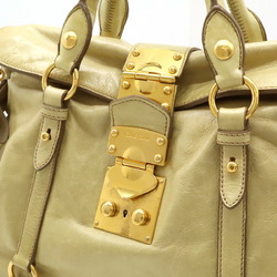 Miu Miu Miu Ribbon Handbag Shoulder Bag Leather Beige