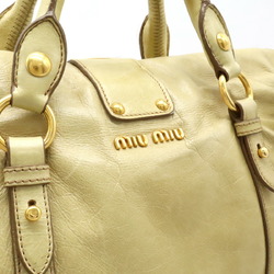 Miu Miu Miu Ribbon Handbag Shoulder Bag Leather Beige