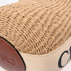 Chloe Woody Small Basket Beige/Brown CHC22SS381 Women's Paper Linen Bag