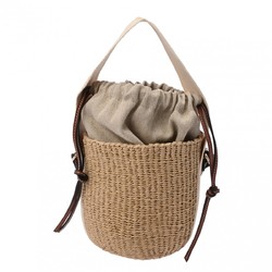 Chloe Woody Small Basket Beige/Brown CHC22SS381 Women's Paper Linen Bag