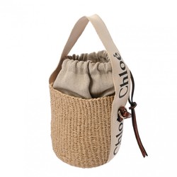 Chloe Woody Small Basket Beige/Brown CHC22SS381 Women's Paper Linen Bag