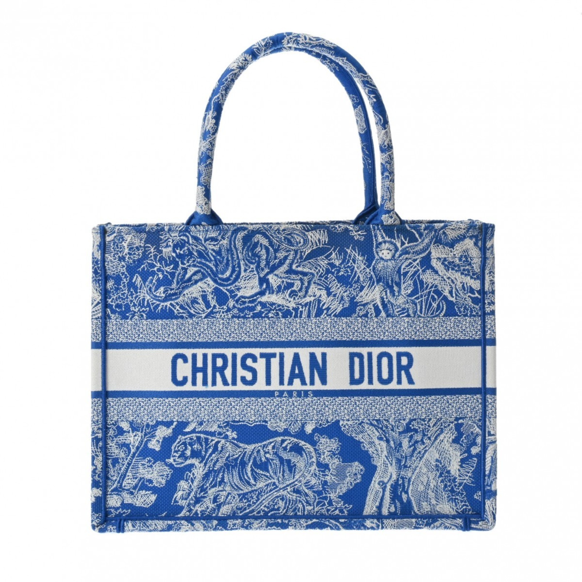 CHRISTIAN DIOR Christian Dior Book Tote Medium Size Blue/White Women's Jacquard Handbag