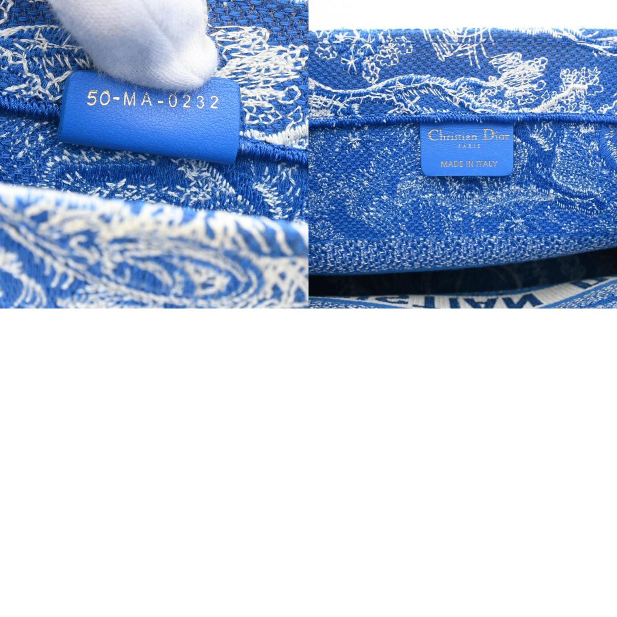 CHRISTIAN DIOR Christian Dior Book Tote Medium Size Blue/White Women's Jacquard Handbag