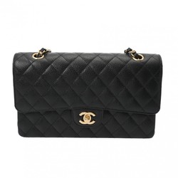 CHANEL Chanel Matelasse Chain Shoulder Double Flap 25cm Black A01112 Women's Caviar Skin Bag