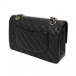 CHANEL Chanel Matelasse Chain Shoulder Double Flap 25cm Black A01112 Women's Caviar Skin Bag