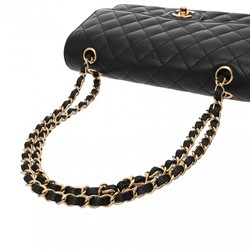 CHANEL Chanel Matelasse Chain Shoulder Double Flap 25cm Black A01112 Women's Caviar Skin Bag