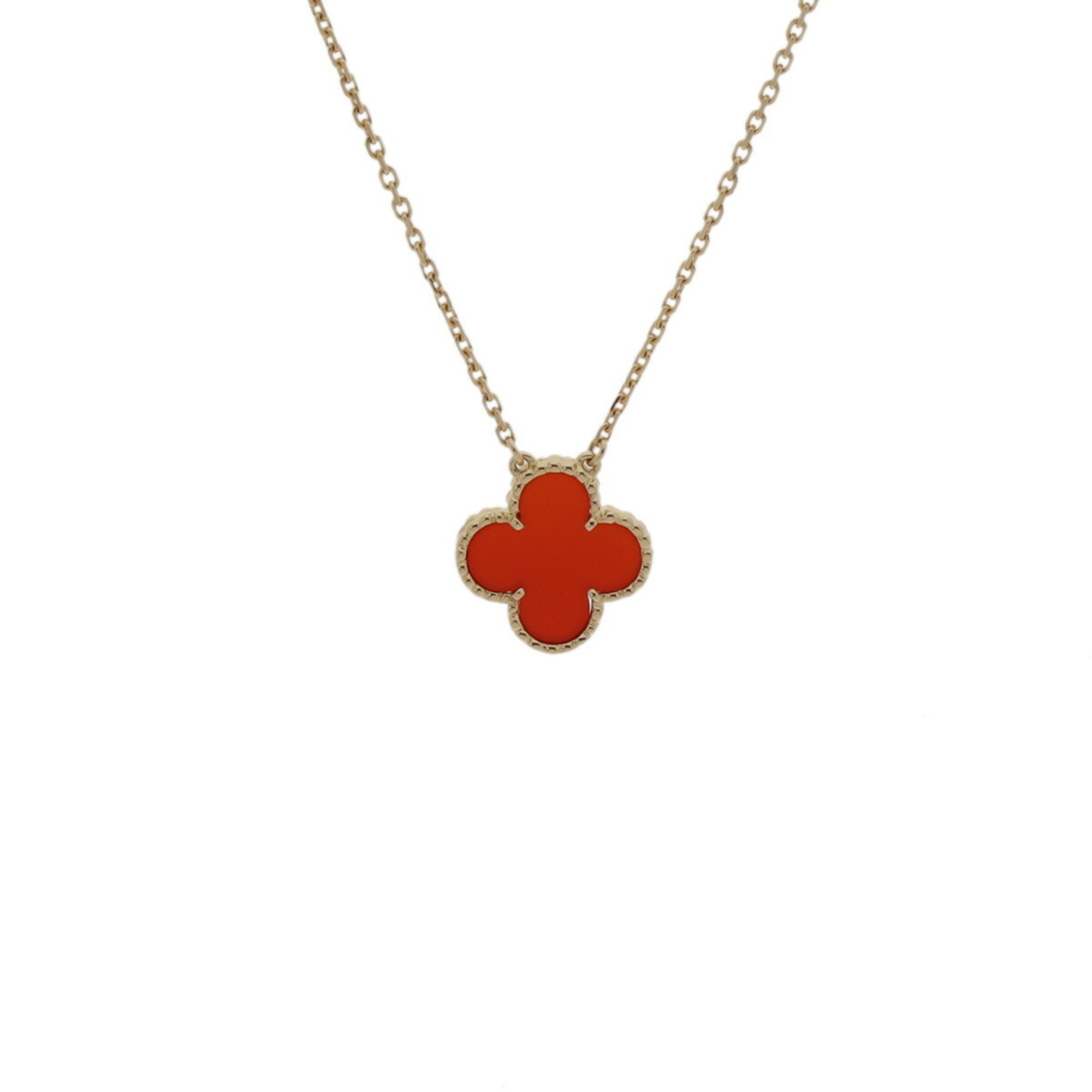 VAN CLEEF & ARPELS Alhambra Carnelian Women's 18K Yellow Gold Necklace