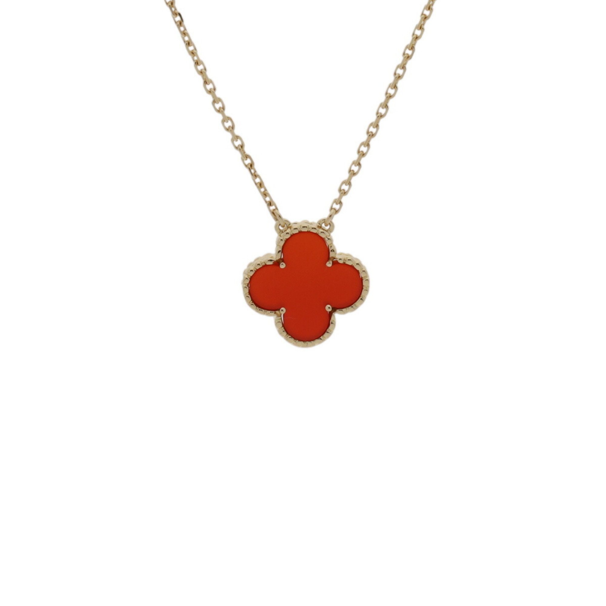 VAN CLEEF & ARPELS Alhambra Carnelian Women's 18K Yellow Gold Necklace