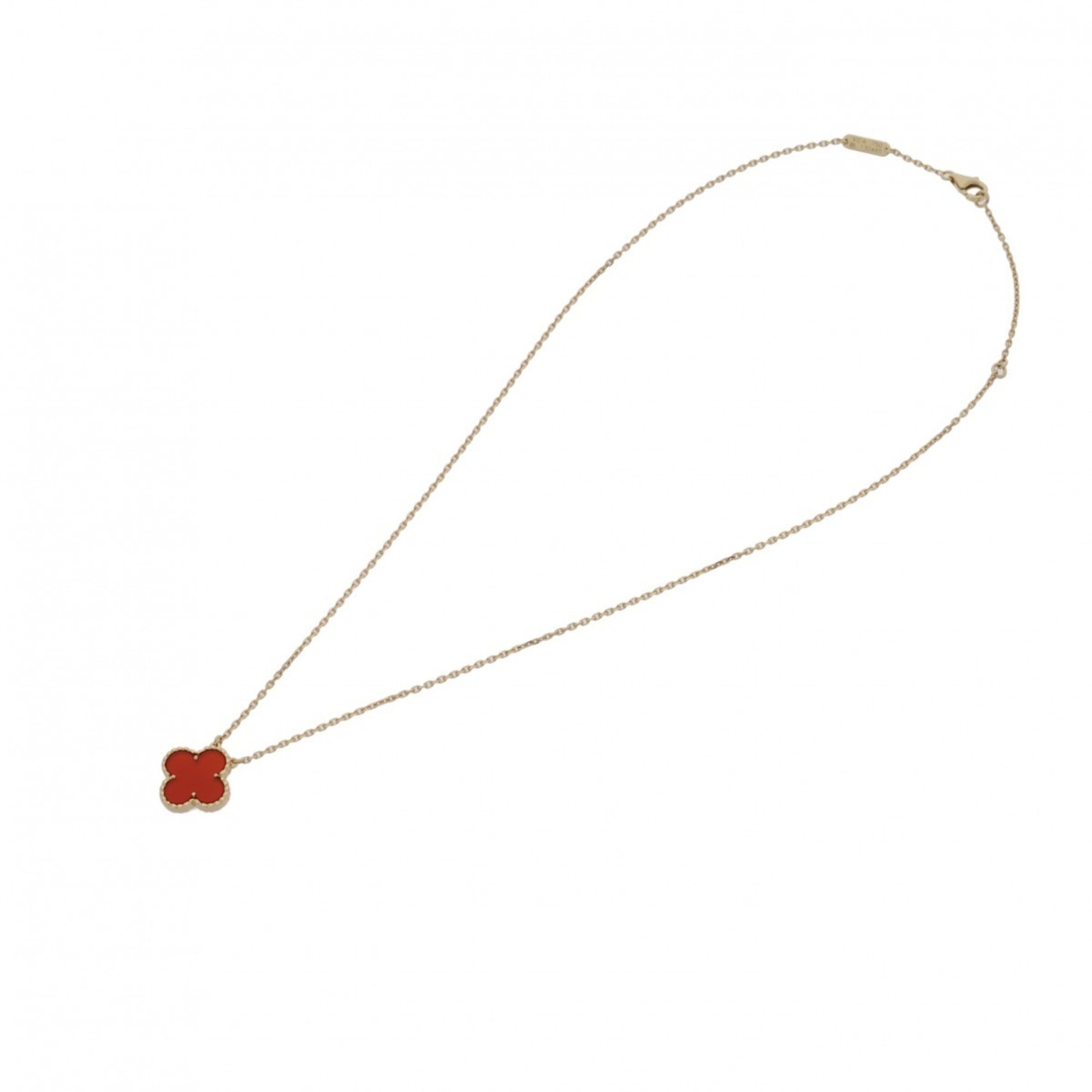 VAN CLEEF & ARPELS Alhambra Carnelian Women's 18K Yellow Gold Necklace