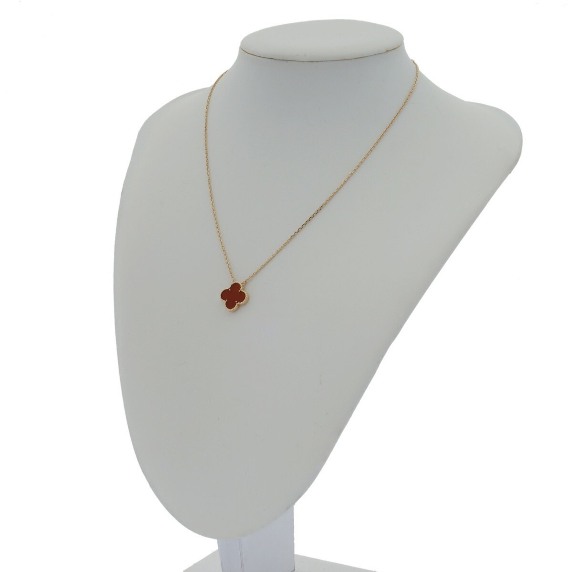 VAN CLEEF & ARPELS Alhambra Carnelian Women's 18K Yellow Gold Necklace