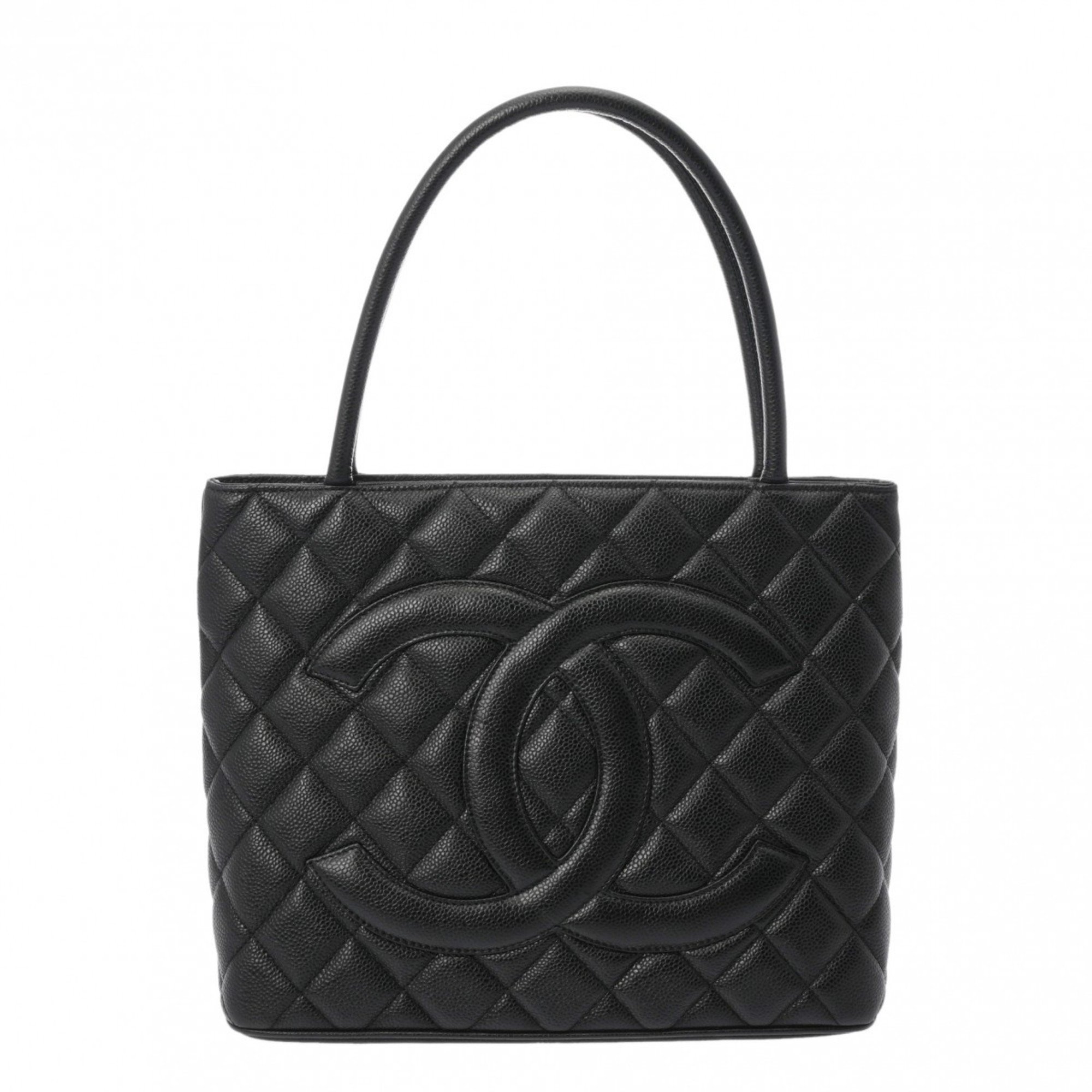 CHANEL Reprint Tote Black A01804 Women's Caviar Skin Bag