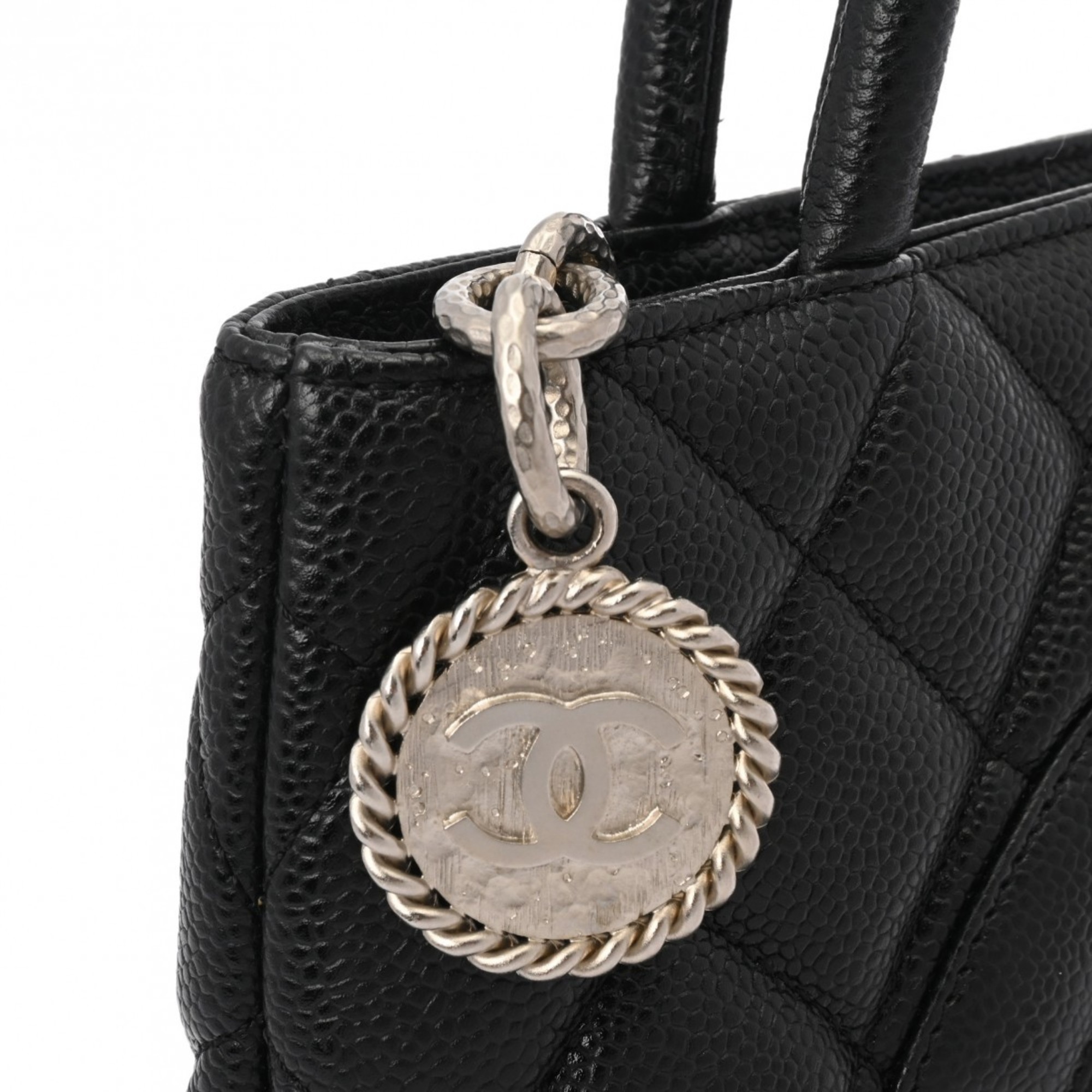 CHANEL Reprint Tote Black A01804 Women's Caviar Skin Bag