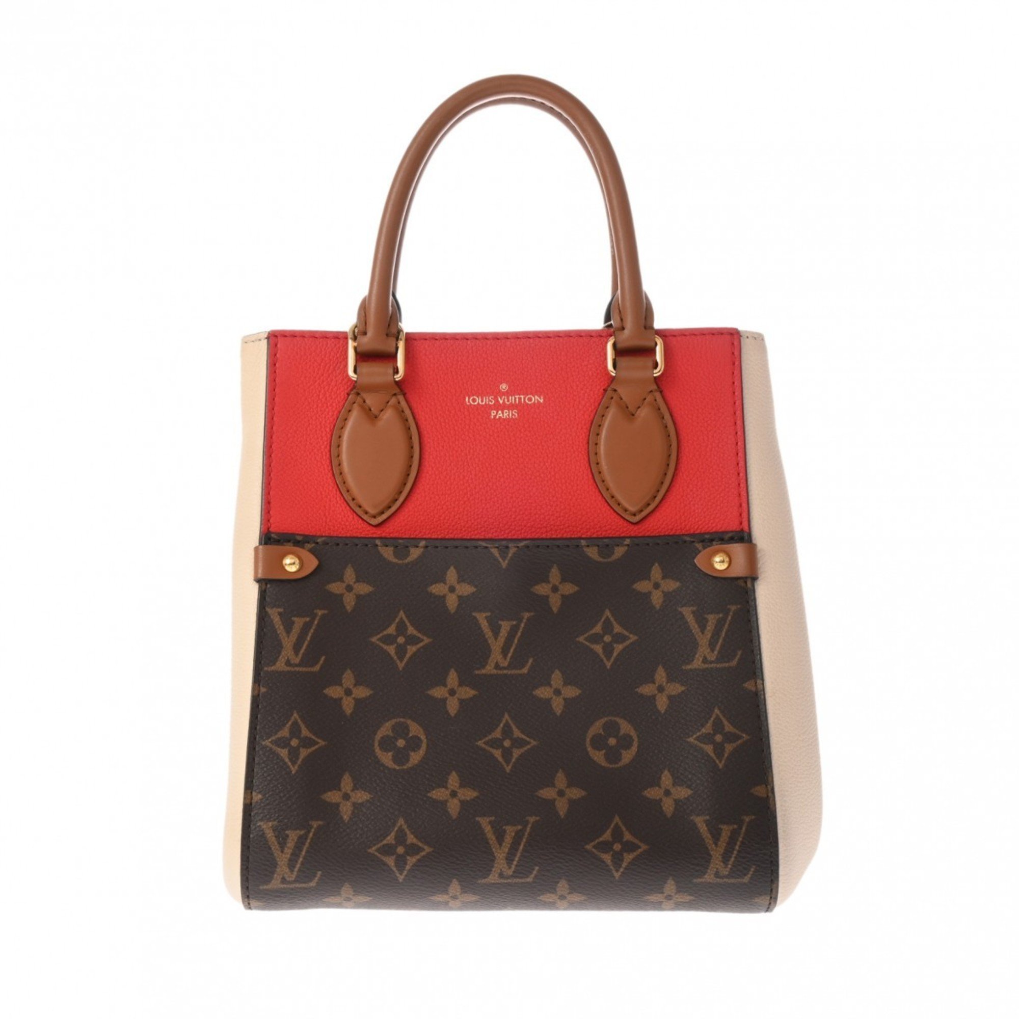 LOUIS VUITTON Louis Vuitton Monogram Fold Tote PM Cerise/Creme/Noir M45389 Women's Canvas Bag