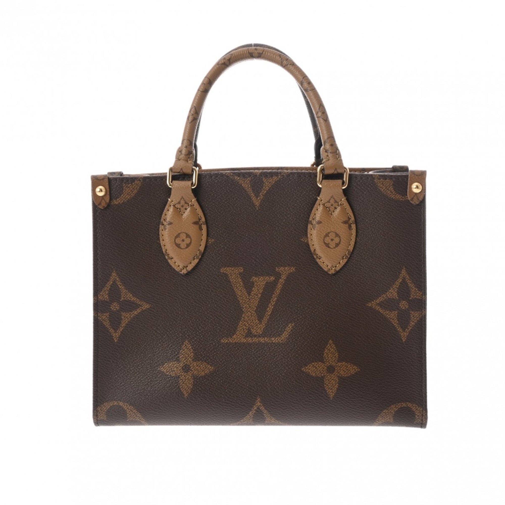 LOUIS VUITTON Louis Vuitton Monogram Reverse On the Go PM Brown M46373 Women's Canvas Handbag