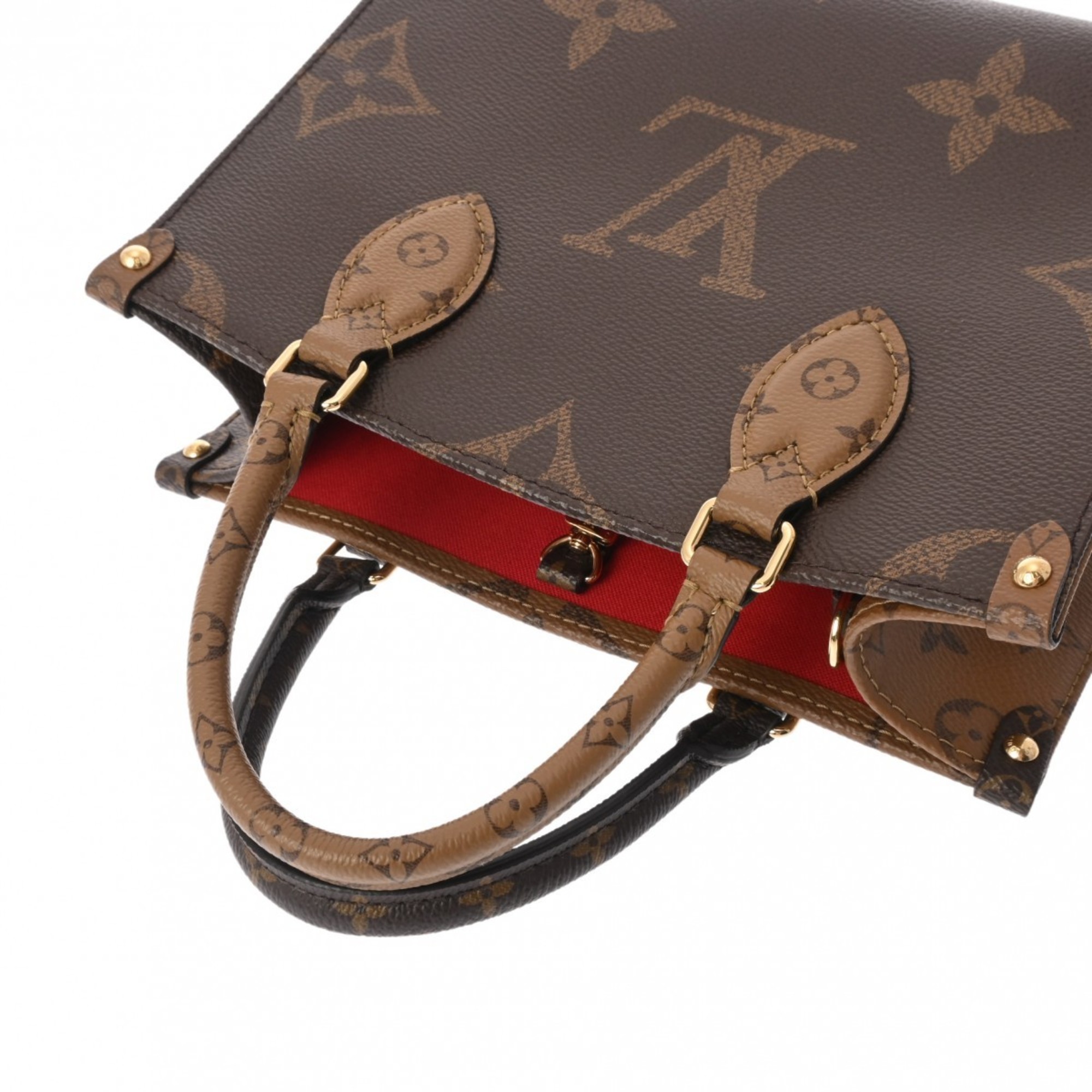 LOUIS VUITTON Louis Vuitton Monogram Reverse On the Go PM Brown M46373 Women's Canvas Handbag