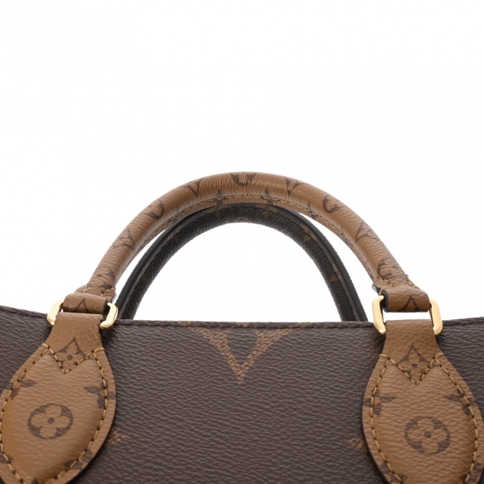 LOUIS VUITTON Louis Vuitton Monogram Reverse On the Go PM Brown M46373 Women's Canvas Handbag