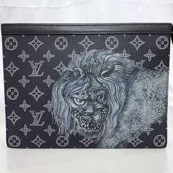 Louis Vuitton Clutch Bag Pochette Voyage f-21124 Navy Monogram Savannah M66639 Chapman Brothers Canvas LOUIS VUITTON Lion Blue Second Collection