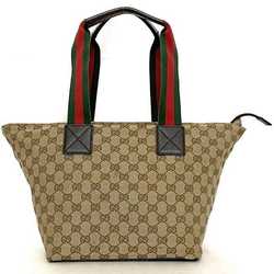 Gucci handbag ec-21006 beige brown sherry 131230 canvas leather GUCCI tote bag GG stripe green red