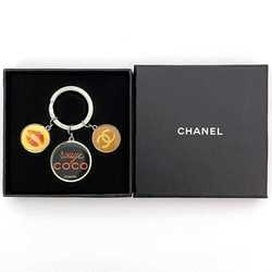 Chanel Key Ring ec-21066 Silver Black Yellow Coco Mark Metal CHANEL COCO Lip Charm Women's Accessory Keychain