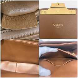 Celine Shoulder Bag f-21151 White Brown Triomphe 188882 Flap PVC Leather CELINE Women's Compact