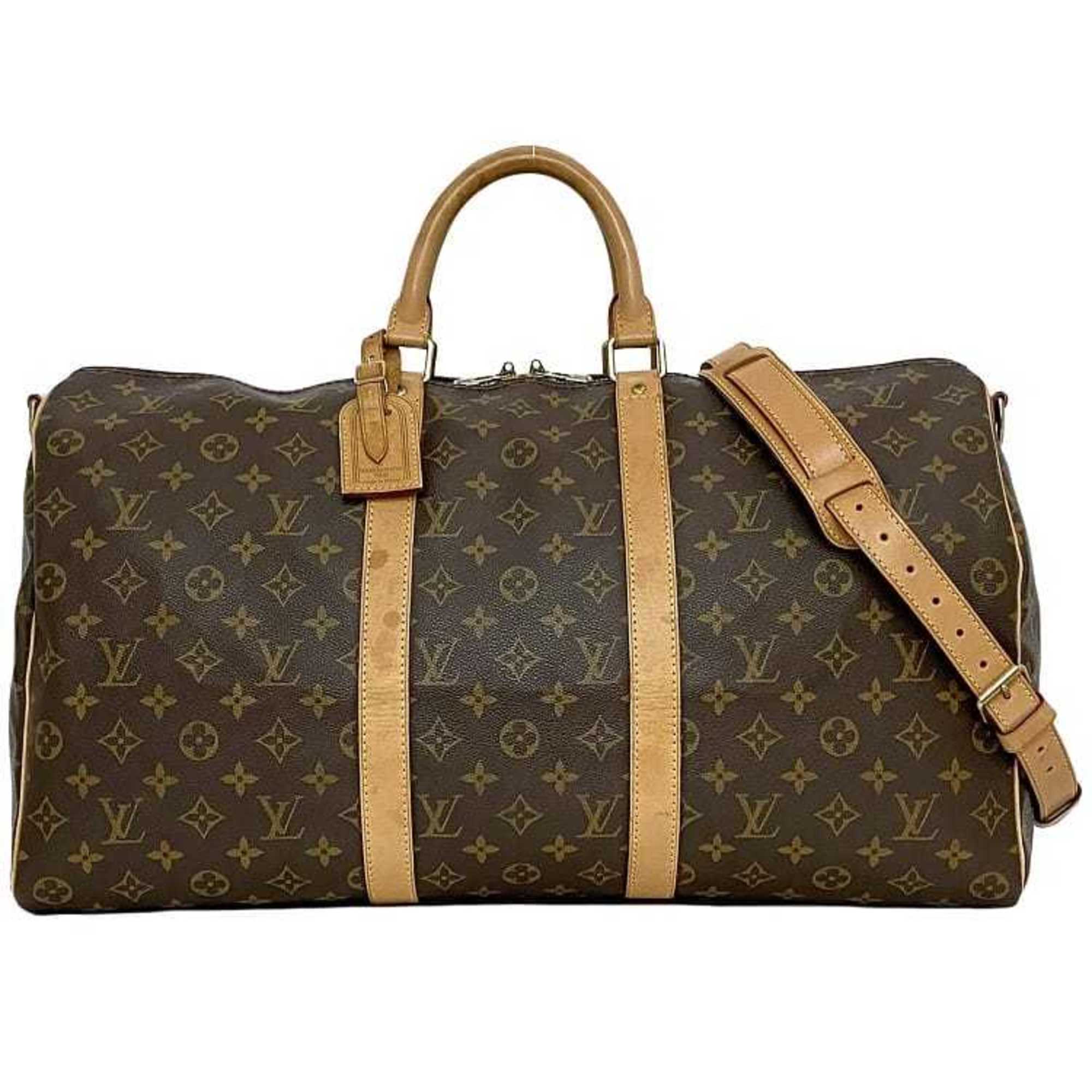 Louis Vuitton Boston Bag Keepall 50 Bandouliere ec-21138 Brown Beige Monogram M41416 Canvas Tanned Leather FL1000 LOUIS VUITTON Handbag Shoulder