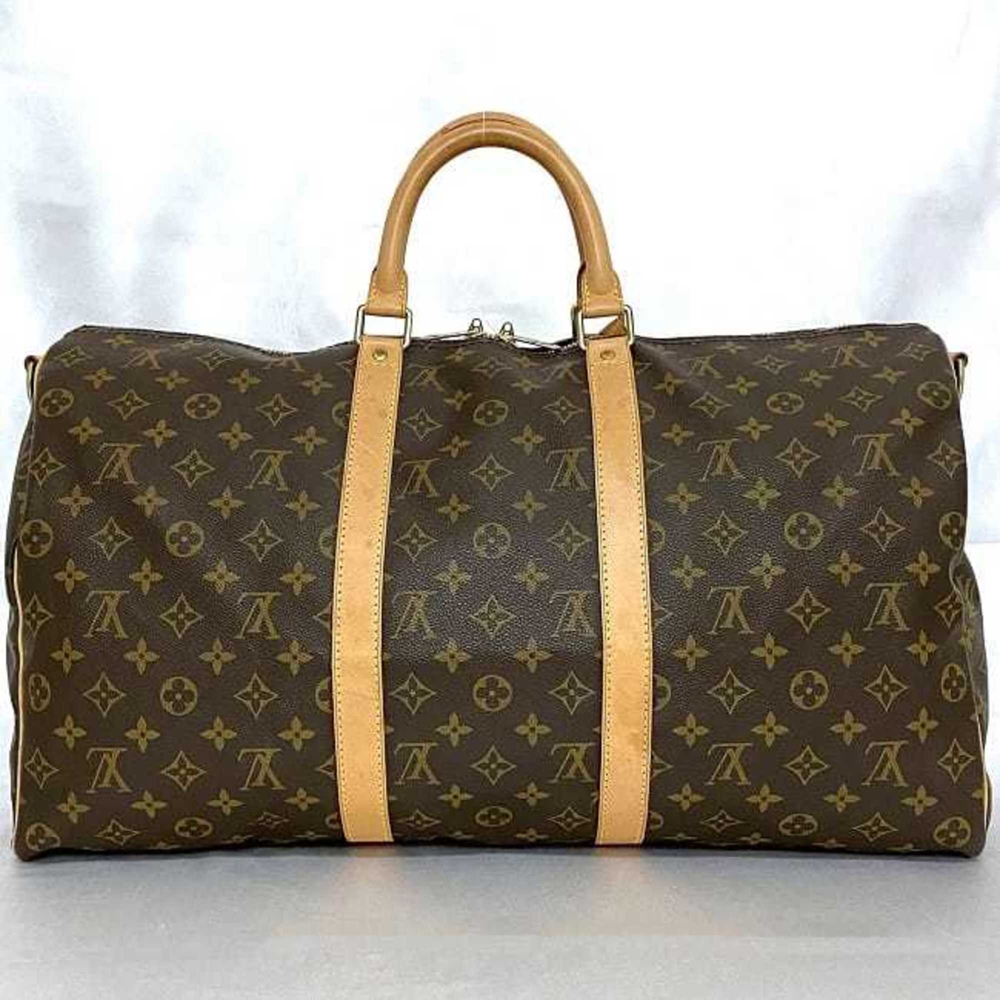 Louis Vuitton Boston Bag Keepall 50 Bandouliere ec-21138 Brown Beige Monogram M41416 Canvas Tanned Leather FL1000 LOUIS VUITTON Handbag Shoulder