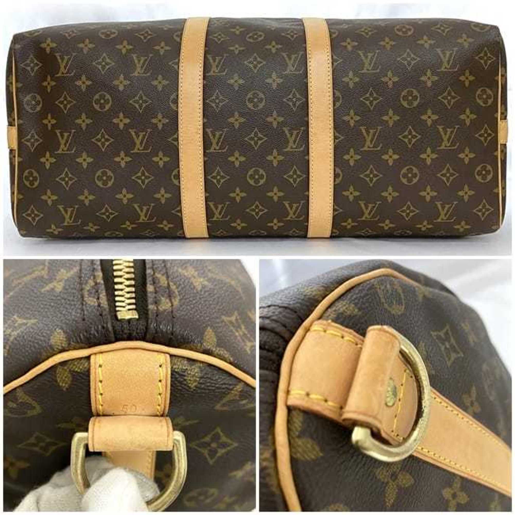 Louis Vuitton Boston Bag Keepall 50 Bandouliere ec-21138 Brown Beige Monogram M41416 Canvas Tanned Leather FL1000 LOUIS VUITTON Handbag Shoulder