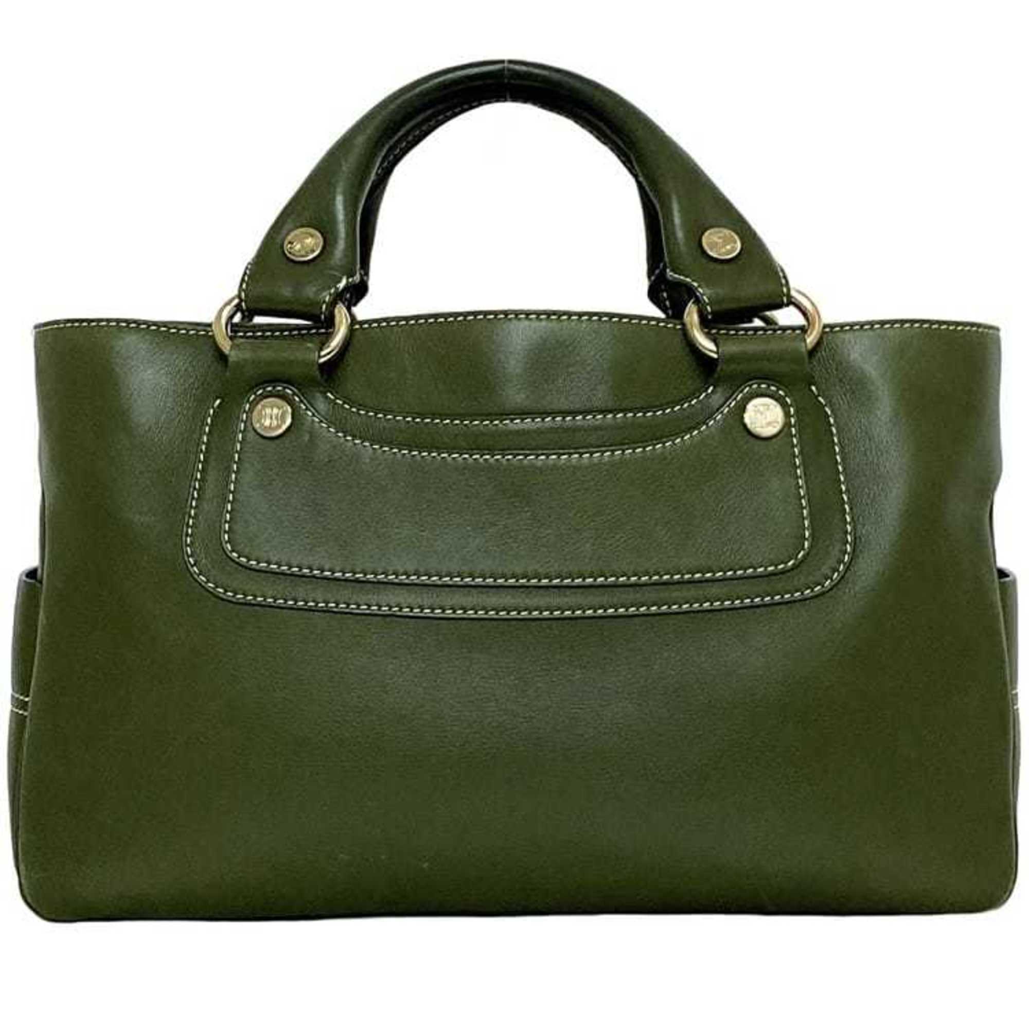 Celine handbag Boogie bag f-20985 dark green leather CELINE tote ladies