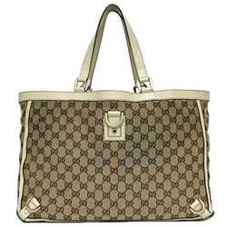 Gucci Tote Bag ec-21043 Beige Cream Abby 141472 GG Canvas Leather GUCCI Women's Retro Pattern