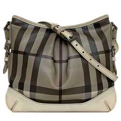 Burberry Shoulder Bag ec-21007 Beige Gray Check Pattern 3690443 PVC Leather BURBERRY Crossbody Women's