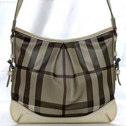 Burberry Shoulder Bag ec-21007 Beige Gray Check Pattern 3690443 PVC Leather BURBERRY Crossbody Women's