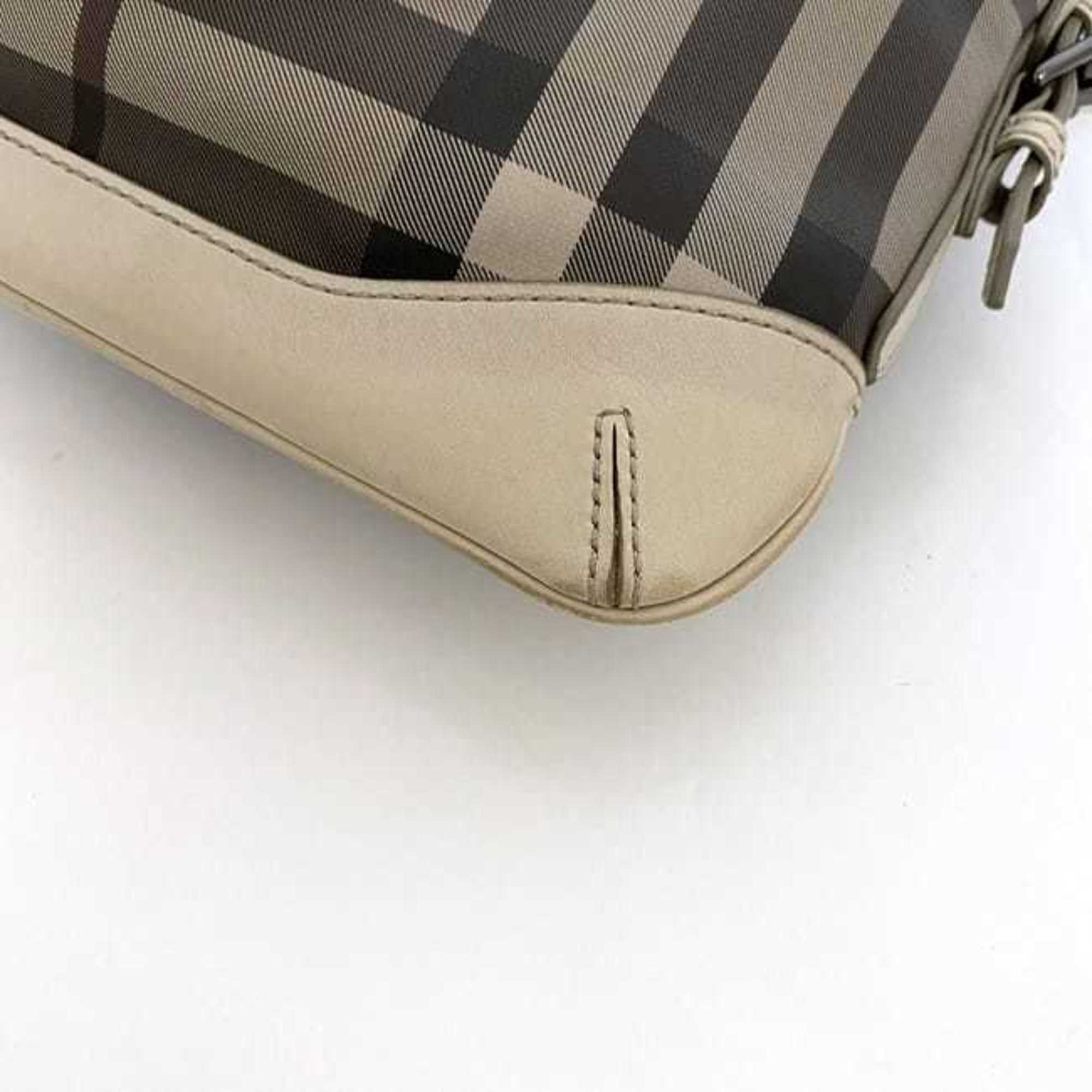 Burberry Shoulder Bag ec-21007 Beige Gray Check Pattern 3690443 PVC Leather BURBERRY Crossbody Women's