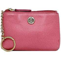 Chanel pouch ec-21113 pink coco button mark leather 14376991 CHANEL coin purse case ladies small item compact