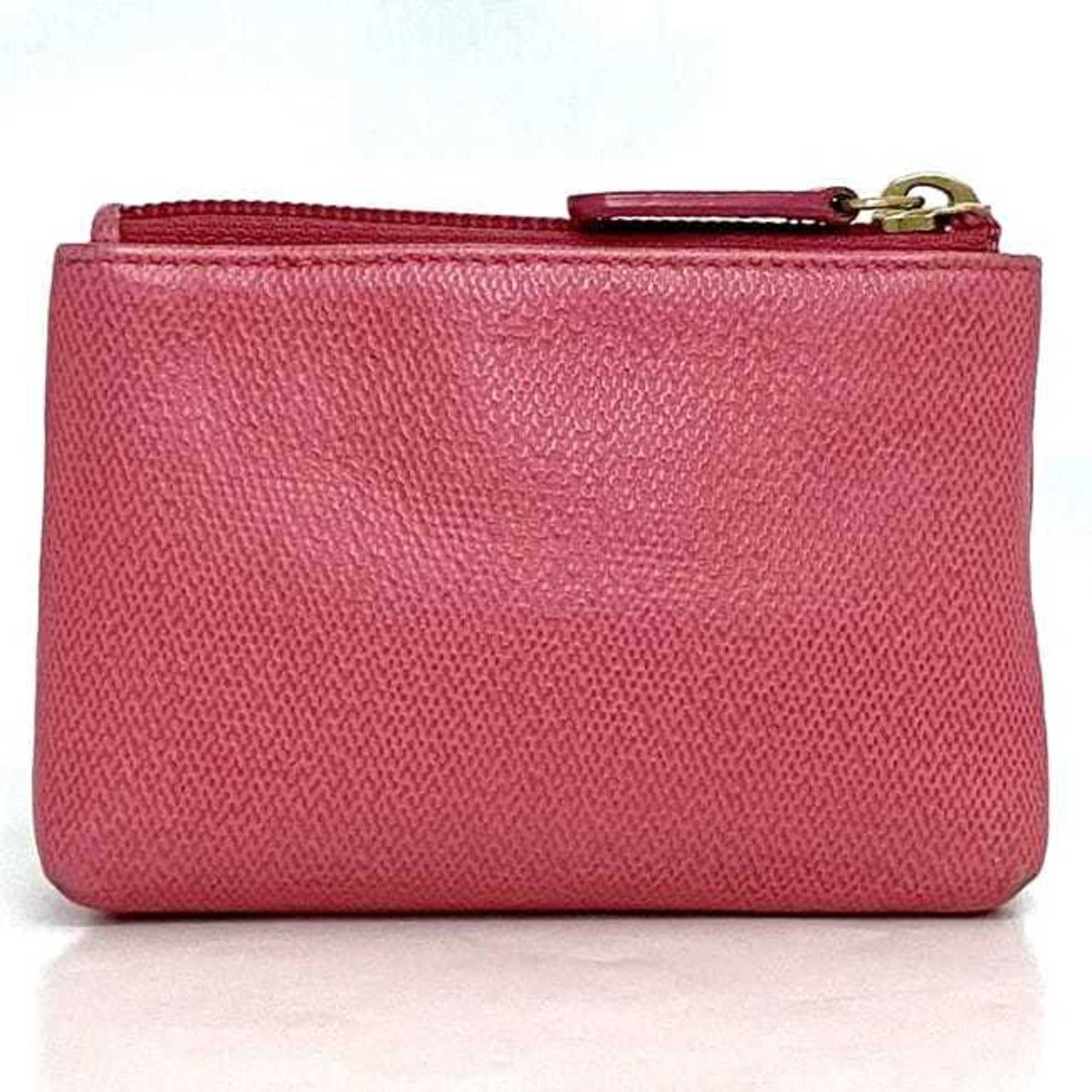 Chanel pouch ec-21113 pink coco button mark leather 14376991 CHANEL coin purse case ladies small item compact