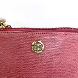 Chanel pouch ec-21113 pink coco button mark leather 14376991 CHANEL coin purse case ladies small item compact