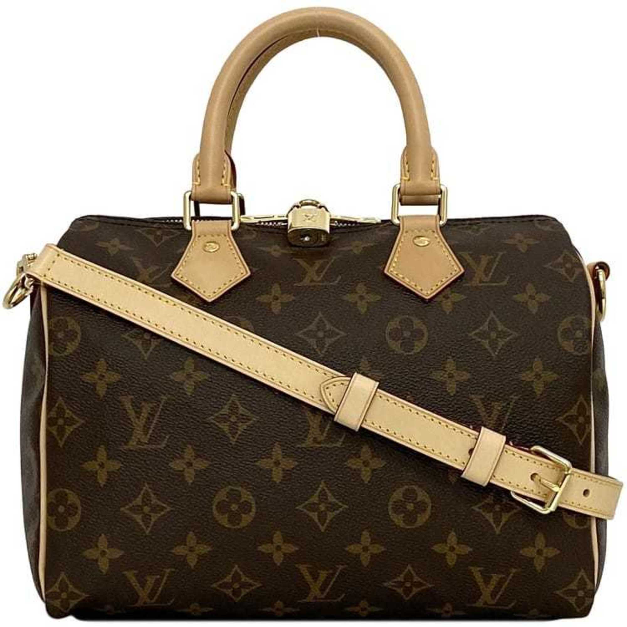 Louis Vuitton 2way Bag Speedy 25 Bandouliere f-21189 Brown Beige Monogram M46977 Canvas Tanned Leather IC Tag Reactive LOUIS VUITTON Boston Shoulder