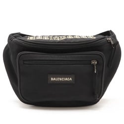 BALENCIAGA Tattoo Belt Bag, Waist Pouch, Body Hip Embroidered Nylon Canvas, Black, 482389