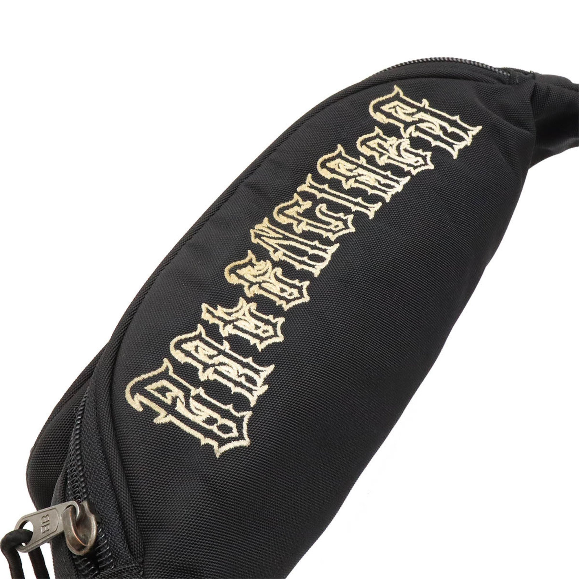 BALENCIAGA Tattoo Belt Bag, Waist Pouch, Body Hip Embroidered Nylon Canvas, Black, 482389