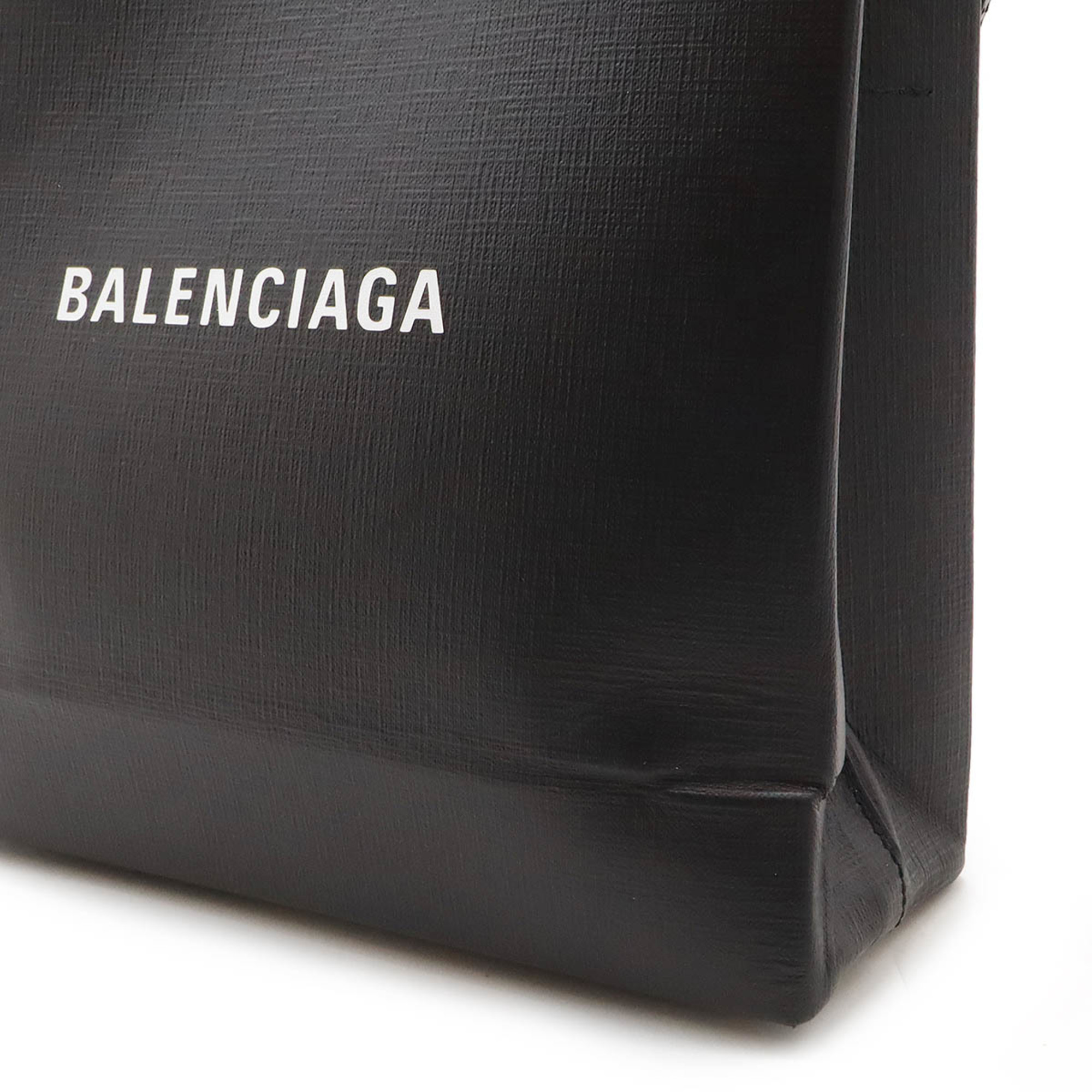 BALENCIAGA Tote Bag Medium Shoulder Leather Black 597860