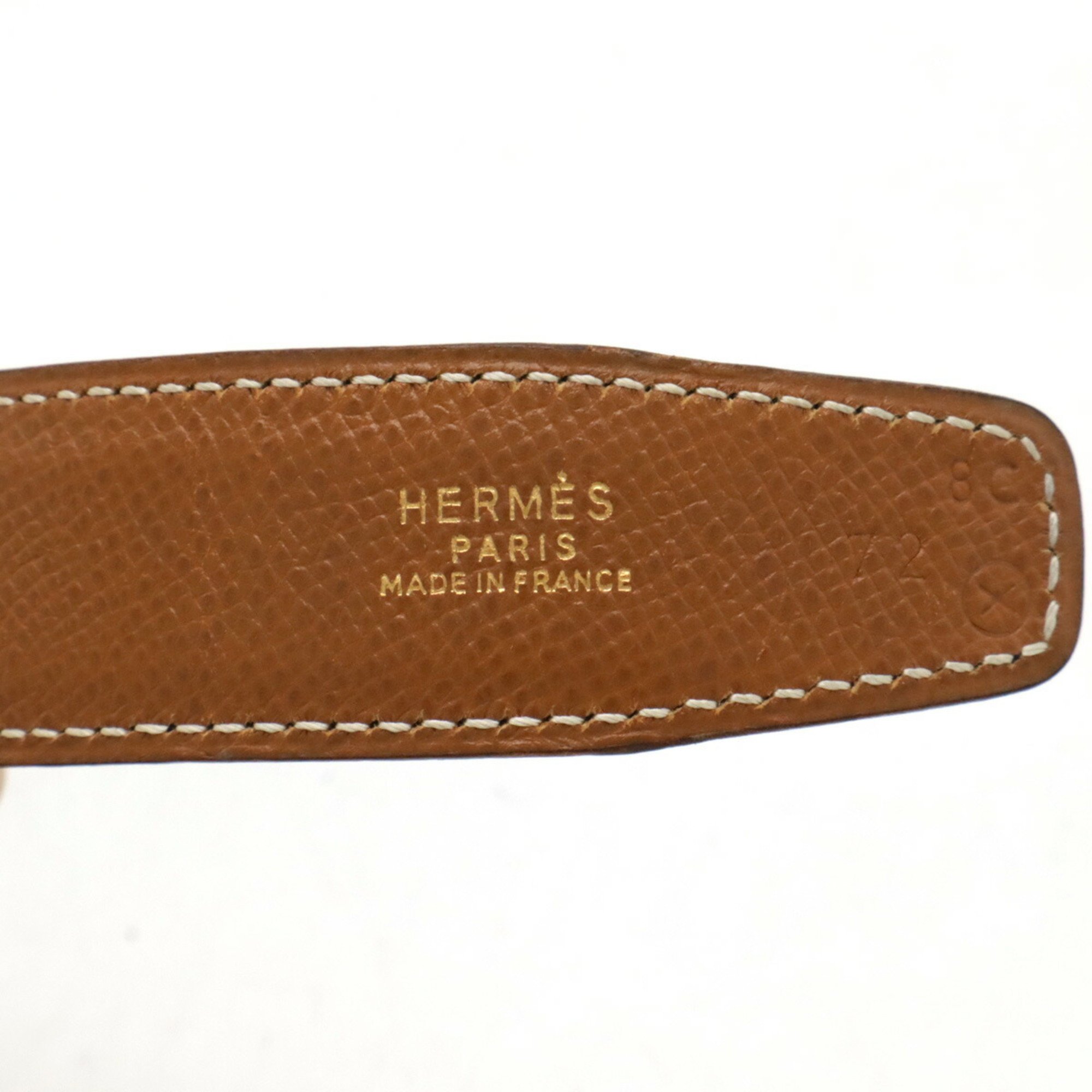 HERMES Chaine d'Ancre reversible belt leather brown black #72 ○X stamp