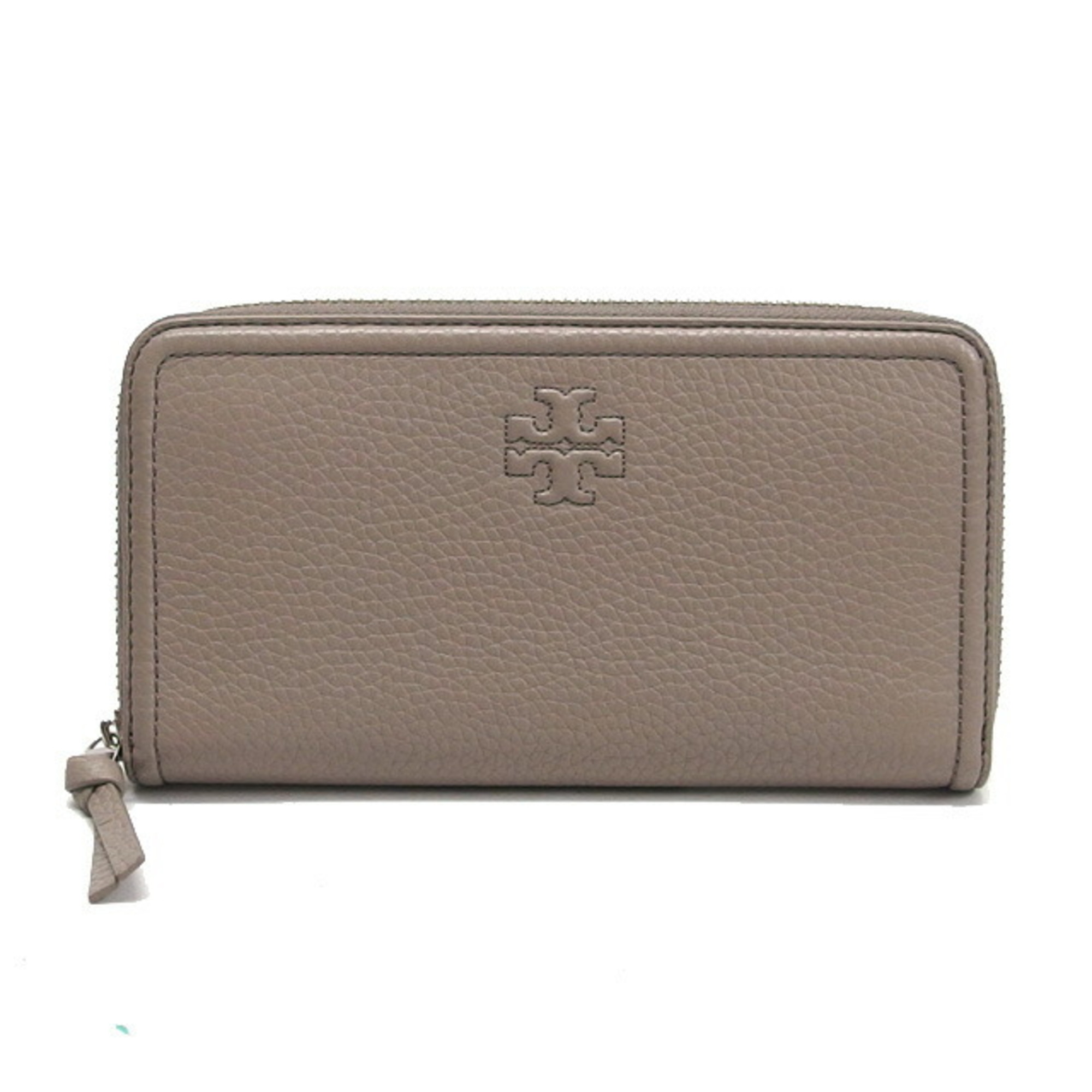 Tory Burch Stitch Round Long Wallet Greige