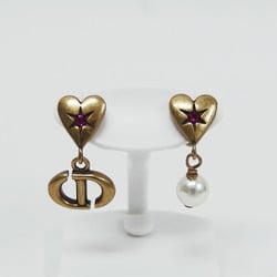 Christian Dior Swing Faux Pearl Heart Earrings