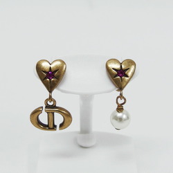 Christian Dior Swing Faux Pearl Heart Earrings