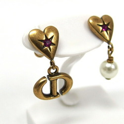 Christian Dior Swing Faux Pearl Heart Earrings