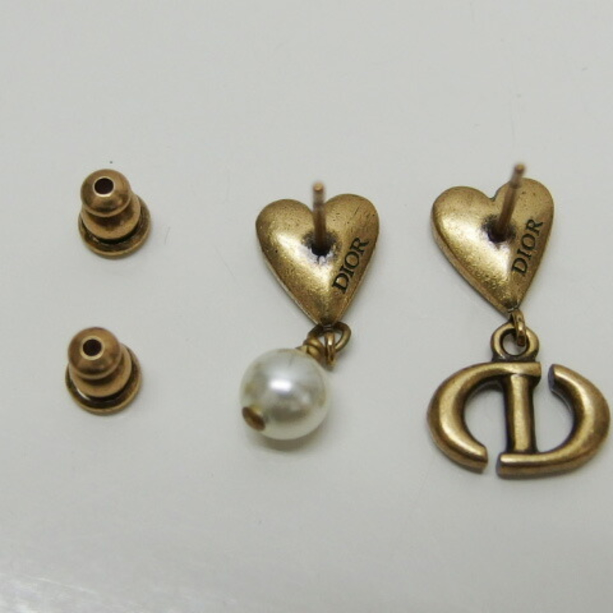 Christian Dior Swing Faux Pearl Heart Earrings