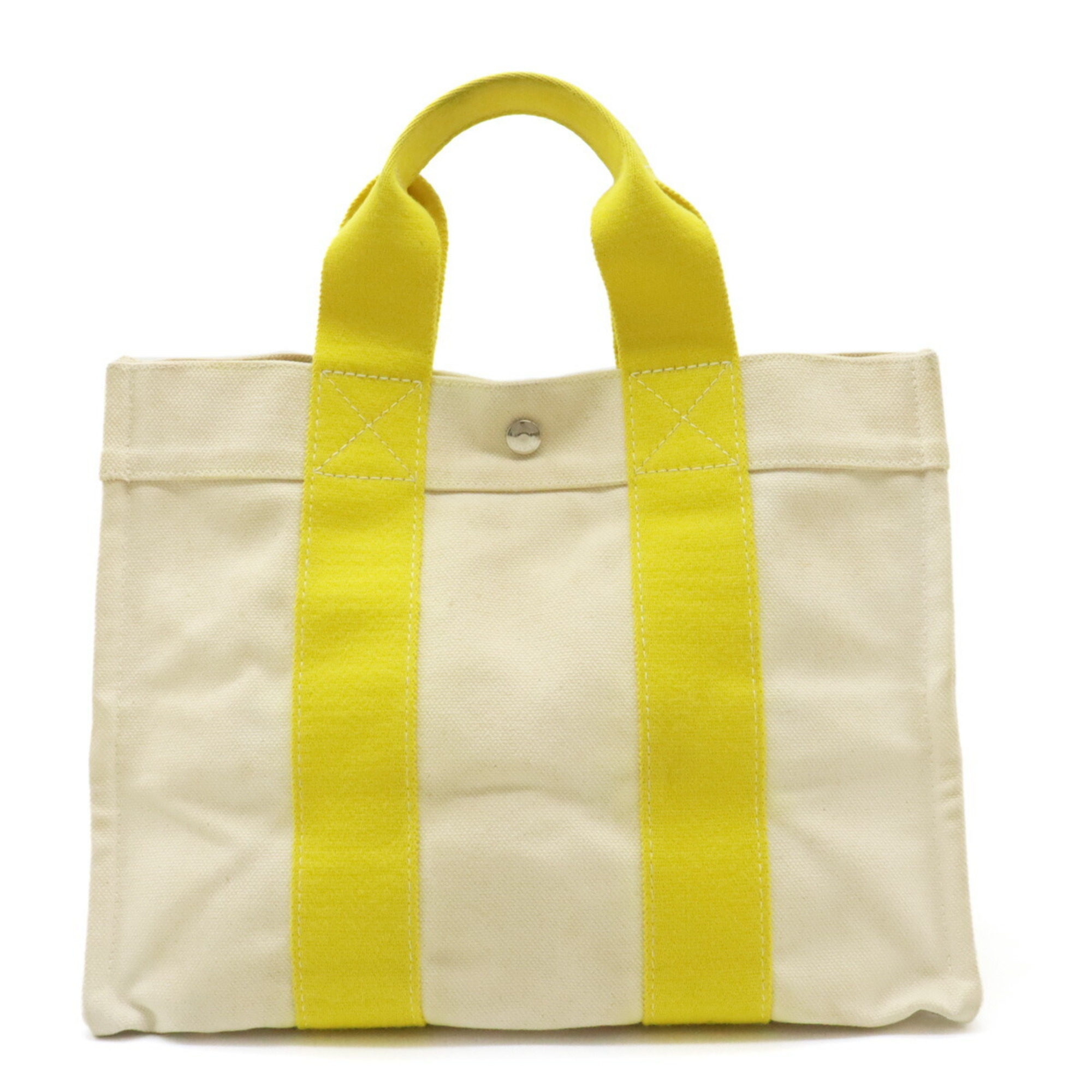 HERMES Hermes Bora PM Tote Bag Handbag Canvas Natural Yellow