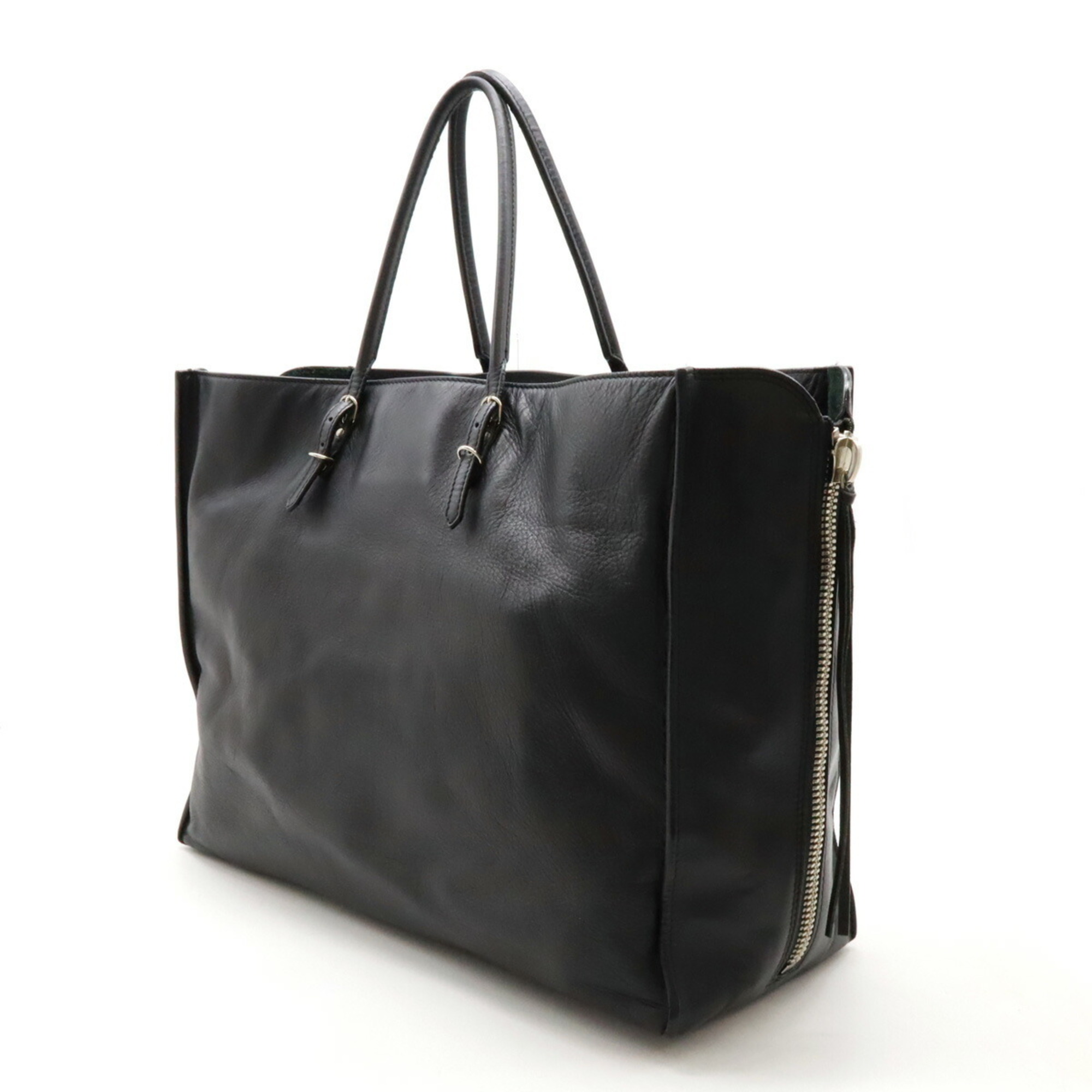 BALENCIAGA The Paper Tote Bag Shoulder Leather Black Mirror Missing 236701